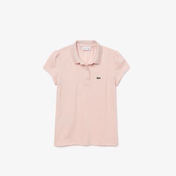 Lacoste Scalloped Collar Mini Piqué Polo Shirt - Polo Dětské Světle Růžové | CZ-8HhX0K